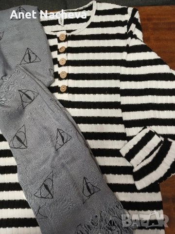 Плетена блуза и шал, олекотен, сив , снимка 2 - Блузи с дълъг ръкав и пуловери - 52210557