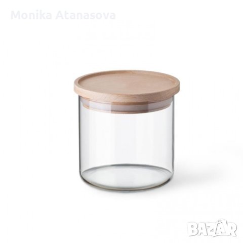Стъклен буркан с дървена капачка, различни размери, снимка 6 - Кутии за храна - 43425182