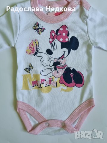 Боди с дълъг ръкав с Мини Маус -  74 и 80 см, снимка 2 - Бодита за бебе - 8352839