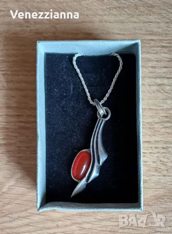 Сребърно колие с КАРНЕОЛ
