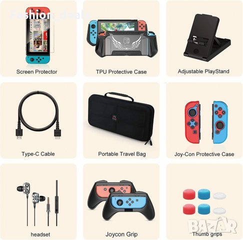 Нов комплект аксесоари за Nintendo Switch Калъф Нинтендо игри геймър, снимка 2 - Аксесоари - 39661783