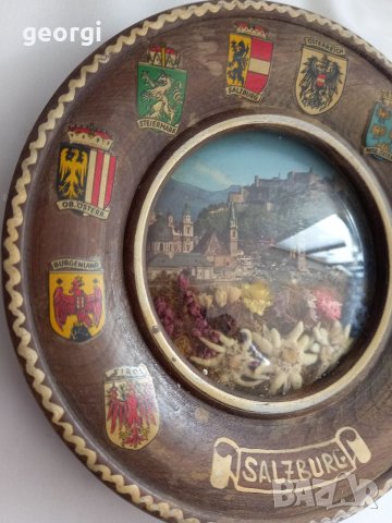 Немска дървена декоративна чиния за стена, снимка 2 - Декорация за дома - 35317718