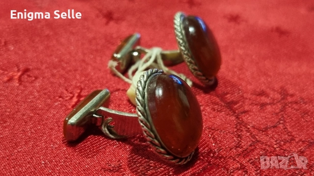 Стари,Дамски Бутонели с Кехлибар ., снимка 2 - Антикварни и старинни предмети - 52528199