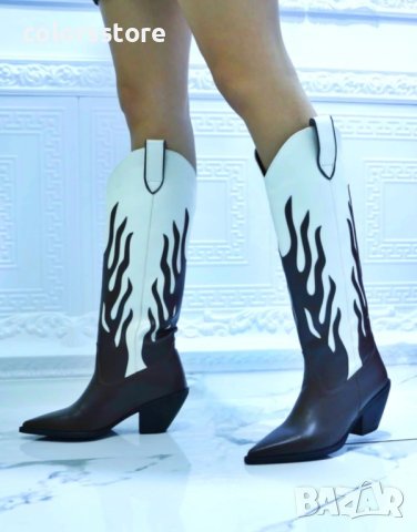 Ботуши на ток - кафяво и бяло - KBT20