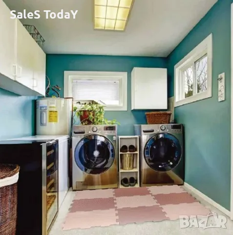 Килим пъзел за под, Килимче от EVA пяна, Розов, 9 части