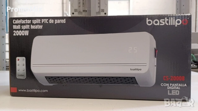 Електрическа печка Bastilipo CS-2000 2000 W духалка с Керамичен нагревател отоплител за стена, снимка 4 - Отоплителни печки - 53164077