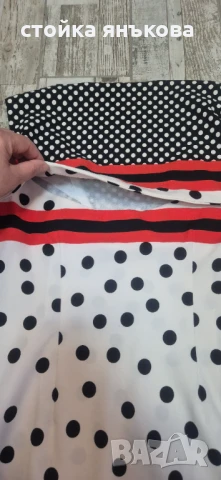  дамска рокля на точки бяло черно червено, снимка 7 - Рокли - 50589655