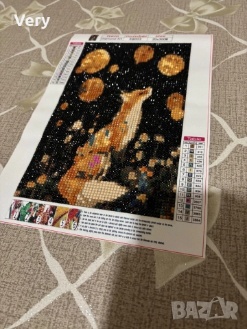 Диамантен гоблен 5D,ръчно налепен с кръгли камъчета.Лисица-р.р 20Х30см!, снимка 2 - Гоблени - 52930506