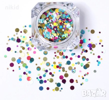 фини холограмни конфети точки декорация за нокти маникюр и др, снимка 2 - Продукти за маникюр - 32587155