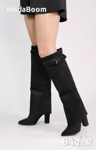 Ботуши на ток - Велур, снимка 2 - Дамски ботуши - 48885650