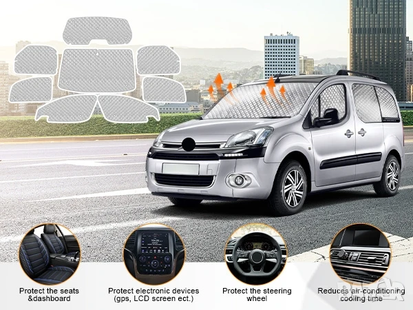 К-кт 8 части термоизолационни сенници за Citroen Berlingo 2008-2018, снимка 9 - Аксесоари и консумативи - 50778408