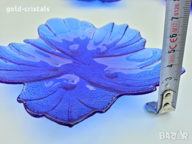  кристални чинийки кобалтово синьо стъкло , снимка 5 - Антикварни и старинни предмети - 27811642