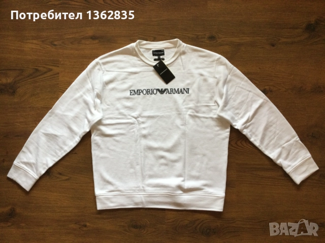НОВА оригинална бяла памучна фланела блуза EMPORIO ARMANI размер XL, снимка 5 - Блузи - 51975503