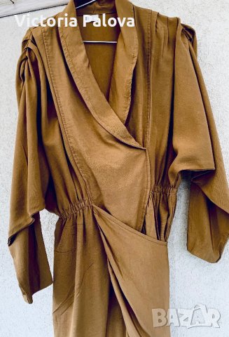 Бутикова рокля цвят горчица, снимка 8 - Рокли - 43636343