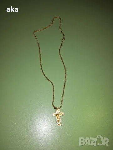 красиво колие 60 см. ланец с кръст златист, снимка 5 - Колиета, медальони, синджири - 48325301