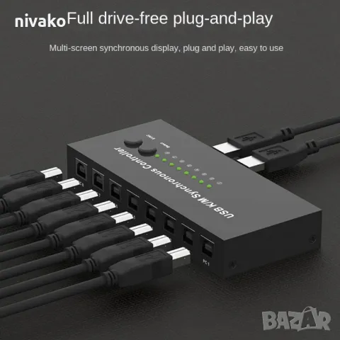 Продавам KVM USB K/M Синхронен суич за до 8 компютъра, споделящ 1 комплект мишка и клавиатура, снимка 11 - Суичове - 50325242