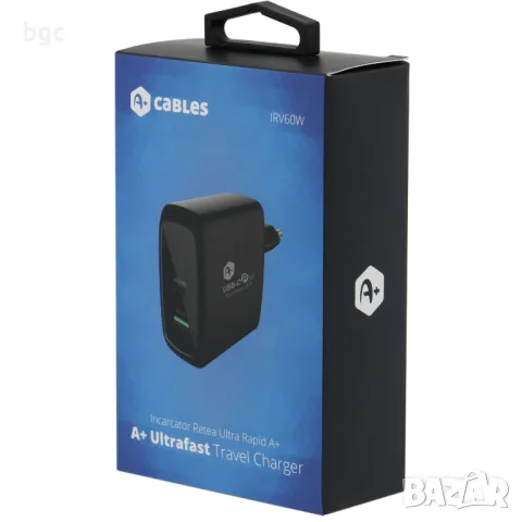 Мрежово зарядно устройство Ultra Rapid A+ 60W- PD60W + QC3.0 - 24 месеца гаранция , снимка 2 - Друга електроника - 48915317