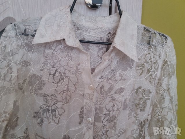 Дамска дантелена бяла риза размер М, снимка 2 - Ризи - 34782365