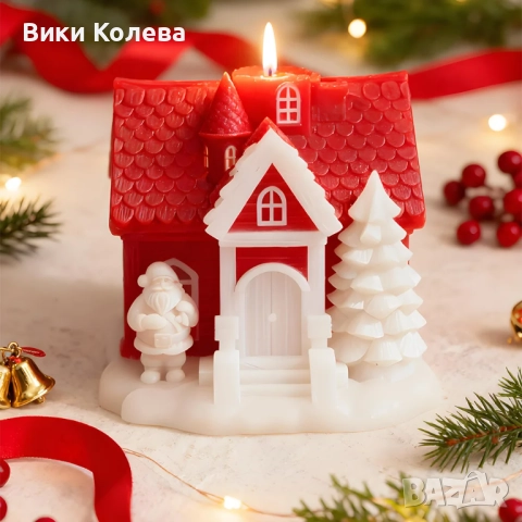  Силиконов молд “Коледна къщичка със Санта” – изработи своя празнична магия! , снимка 6 - Форми - 52128309