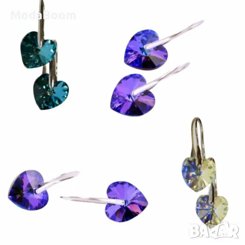 Обеци с кристал Сърце, снимка 7 - Обеци - 48619248