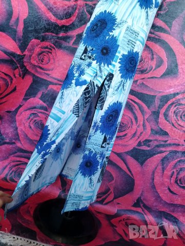 Дълга синя рокля на слънчогледи М, снимка 2 - Рокли - 37618896