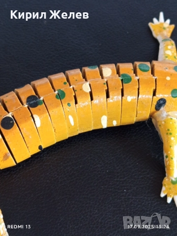 Дървен гущер саламандър сувенир за КОЛЕКЦИЯ ДЕКОРАЦИЯ 49455, снимка 3 - Други ценни предмети - 51744013