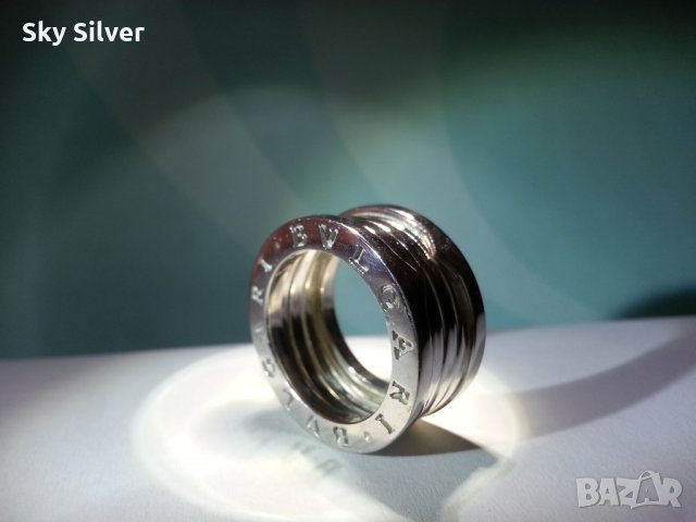 Сребърен пръстен пружина, по модел на BVLGARI, снимка 5 - Пръстени - 28045050