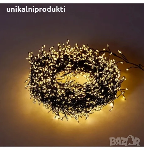 НОВО! Коледни лампички иглички 5м 150 LED топла светлина гръм функция