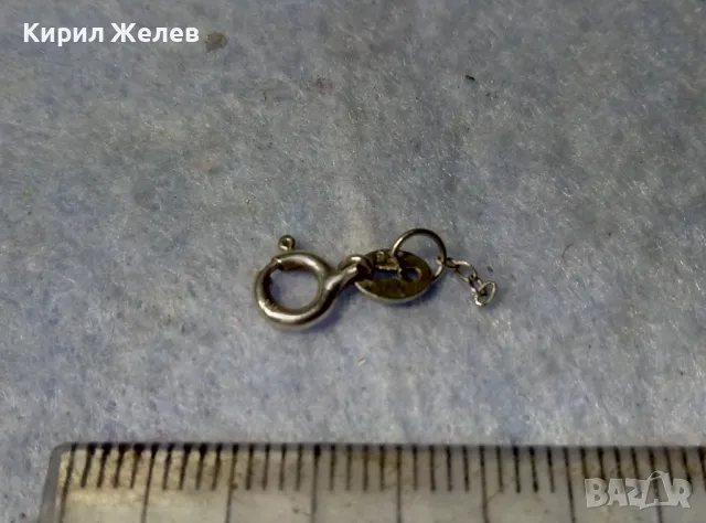 СТАРА СРЕБЪРНА ЗАКОПЧАЛКА СРЕБРО 925 с БЯЛА ПОЗЛАТА КАРАБИНКА За ГРИВНА КОЛИЕ ВЕРИЖКА 49908, снимка 5 - Други - 49517970