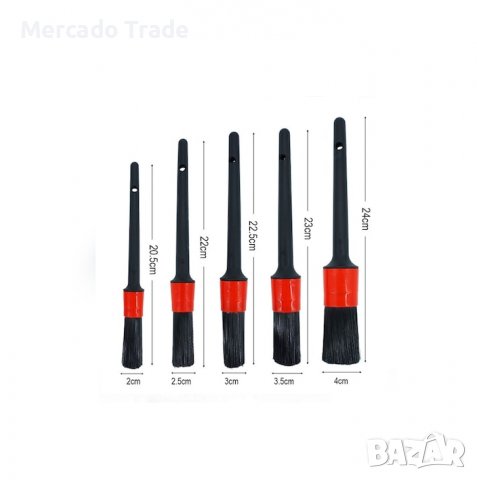 Четки Mercado Trade, За почистване на интериор на автомобил, 5броя, Черни, снимка 4 - Аксесоари и консумативи - 38227001