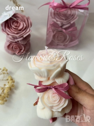Декоративна соева свещ”Рози”, снимка 7 - Романтични подаръци - 52503229