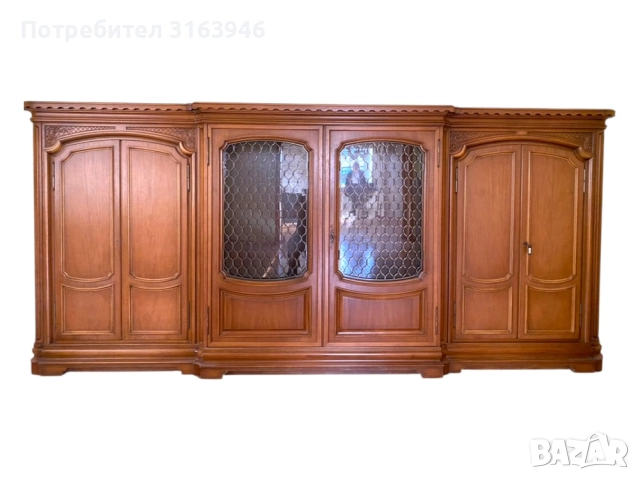 330 см Масивен бюфет с витрина