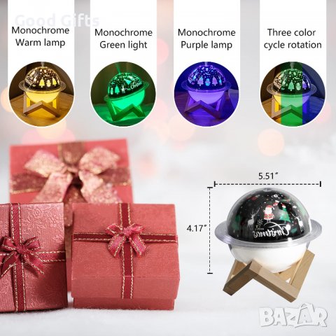 Коледен Арома дифузер + проектор , овлажнител с проектор коледна нощна лампа , арома лампа, снимка 6 - Овлажнители и пречистватели за въздух - 38269666