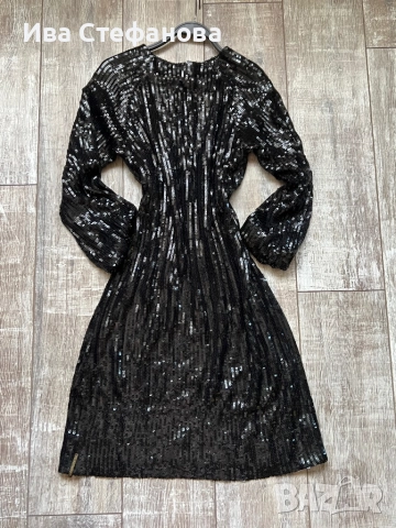 Нова черна парти официална коктейлна рокля пайети с коприна подплата Stella nova Копенхаген , снимка 6 - Рокли - 47567569