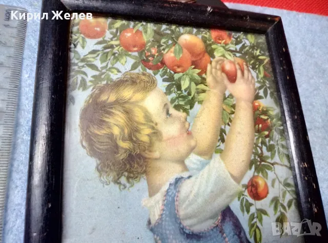 СТАРИННА ЦВЕТНА ЛИТОГРАФИЯ КАРТИНКА ПРИНТ от ЦАРСКО ВРЕМЕ в ДЪРВЕНА РАМКА със СТЪКЛО 47602, снимка 3 - Антикварни и старинни предмети - 47908808