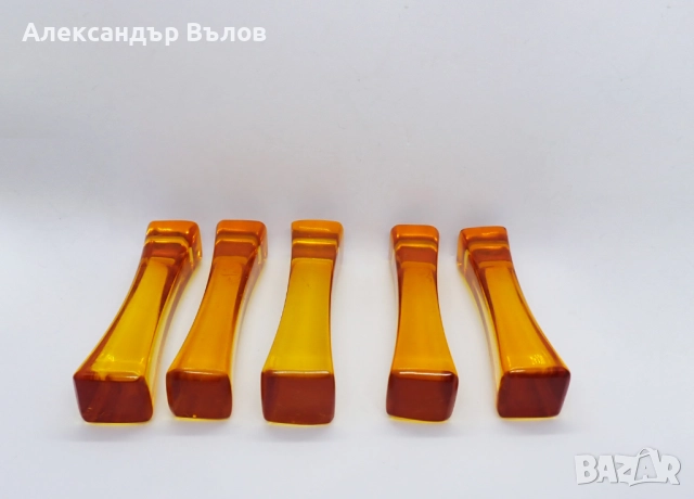 Стар Комплект от 5 бр Поставки за Прибори Луцит Сервиране Изискано Хранене , снимка 4 - Други ценни предмети - 52910888