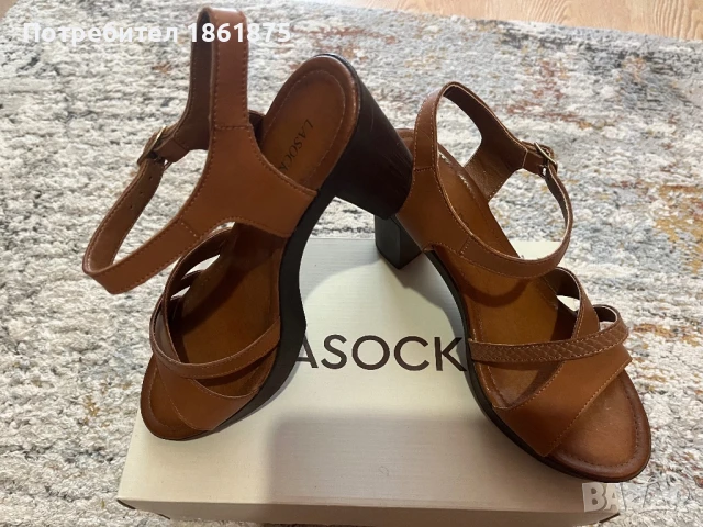 Дамски сандали на ток естествена кожа, снимка 5 - Сандали - 50971224