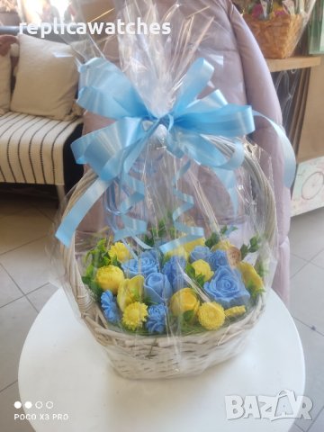 кошница с ароматни сапунчета цветя, снимка 3 - Декорация за дома - 44113604