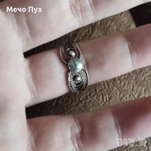 Стар сребърен пръстен Филигран (202), снимка 5 - Пръстени - 44015206