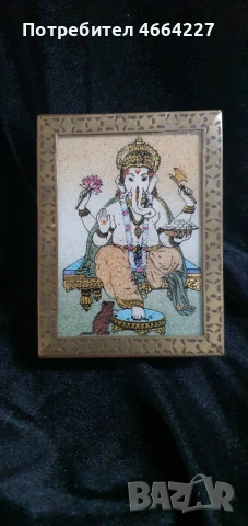 Ръчно изработена дървена кутия с изображение на бог Ганеша