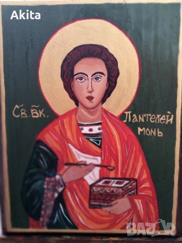 Икона на свети Пантелеймон, снимка 3 - Икони - 43534149