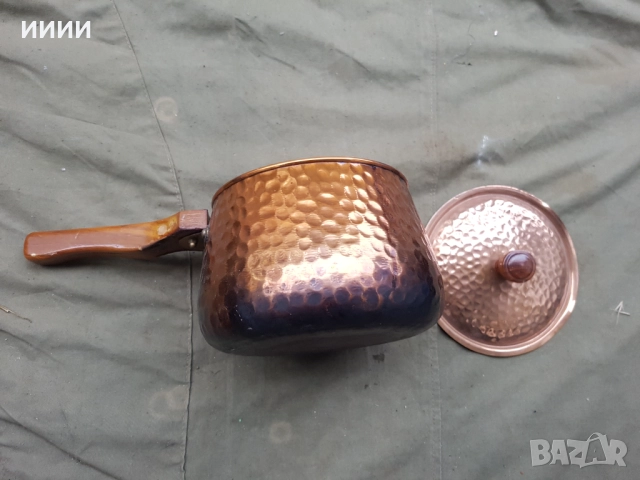 Бакърен тиган с капак, снимка 3 - Съдове за готвене - 52308693