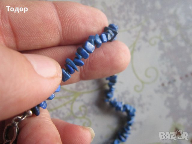 Сребърно колие гердан с естествен лазурит 925 , снимка 3 - Колиета, медальони, синджири - 35104184