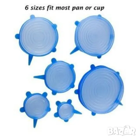 Комплект от 6 броя силиконови капаци за храна , снимка 3 - Други - 50381390