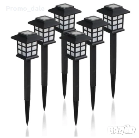 Комплект от 6 броя външна соларна лампа тип къщичка ( ретро фенер )