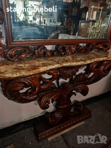 Антикварна дървена конзола , снимка 12 - Тоалетки - 52797104