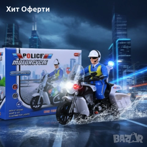 Полицейски мотор със светлини и звук – движение, екшън и усмивки, снимка 4 - Коли, камиони, мотори, писти - 53145660
