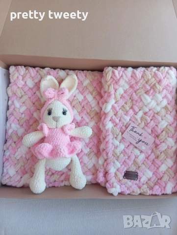 Бебешки и детски комплекти от играчка, одеяло и клипс с персонализация по желание, снимка 4 - Спално бельо и завивки - 53427682