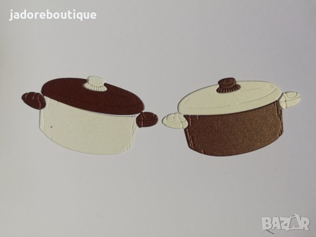 Елемент от хартия тенджера 10 части скрапбук рецептурник декорация 2 бр , снимка 1