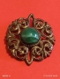 СТАРИННА БРОШКА АРТ ДЕКО СТИЛ СКЪПОЦЕННА с ЗЕЛЕН АХАТ 52224, снимка 5
